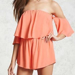 Off the shoulder Coral Romper